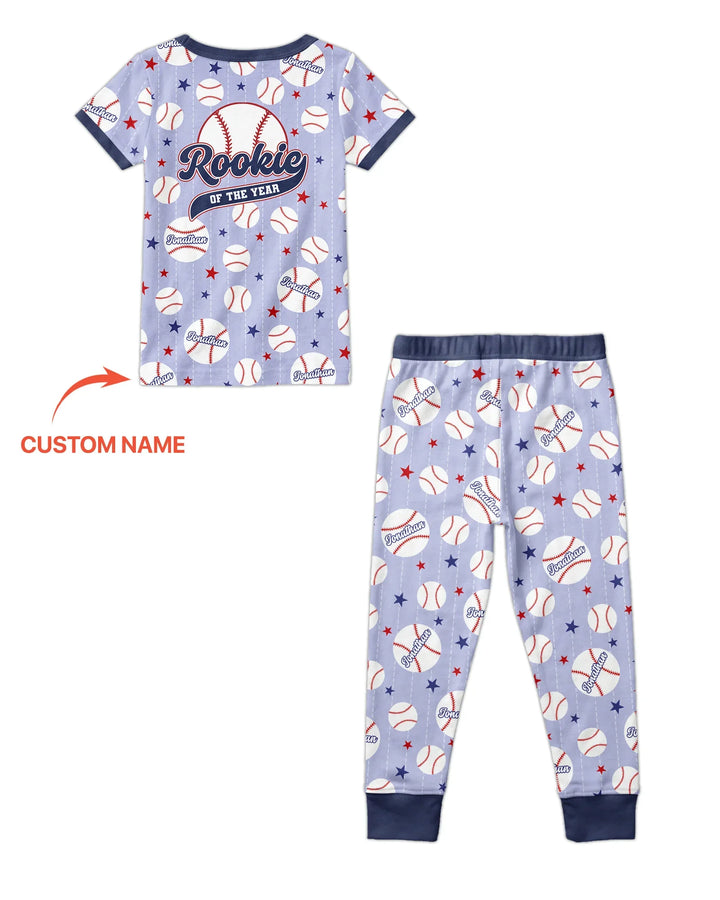 Custom Name Rookie of The Year Matching Bamboo Two Piece Short Sleeve Pajama Set
