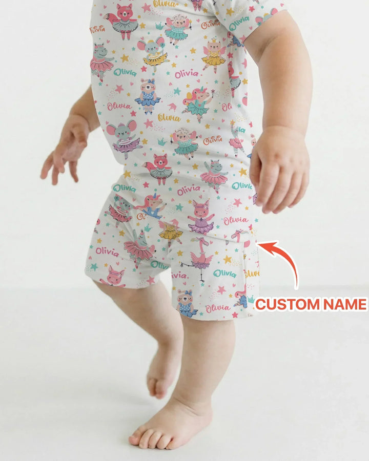 Zweiteiliges Pyjama-Set mit kurzen Ärmeln und Shorts im Sommer-Design