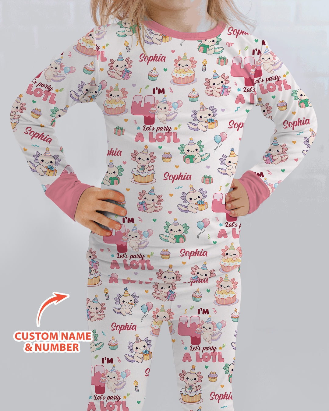 Personalized Birthday Lets Party A Lotl Bamboo Two Piece Long Sleeve Pajama Set