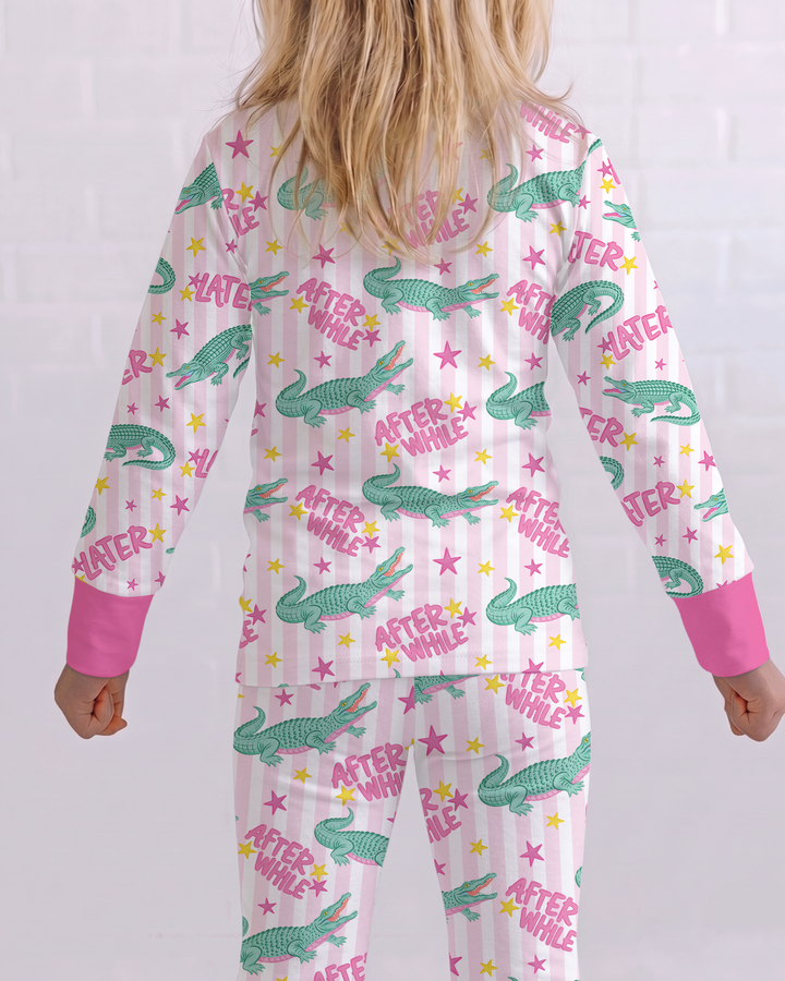 Later Gator After A While Crocodile Bamboo Two Piece Long Sleeve Pajama Set