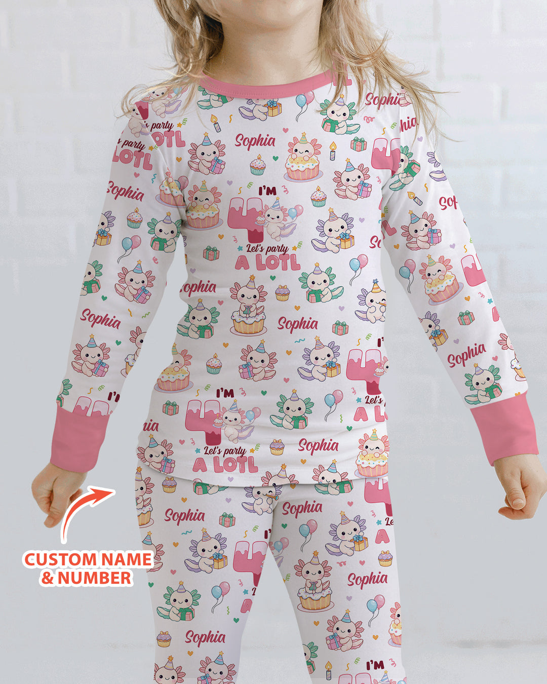 Personalized Birthday Lets Party A Lotl Bamboo Two Piece Long Sleeve Pajama Set