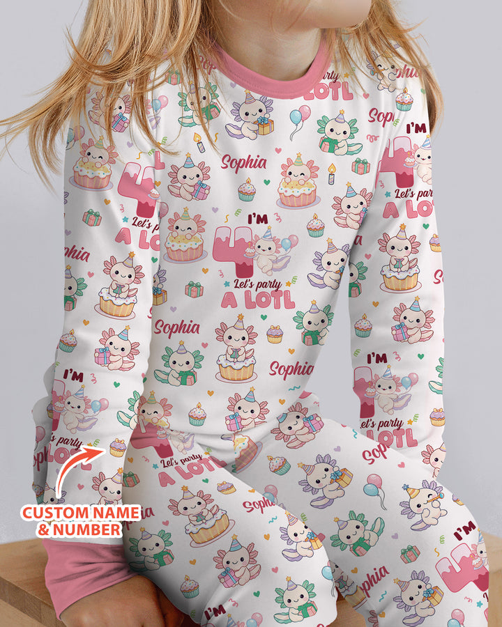 Personalized Birthday Lets Party A Lotl Bamboo Two Piece Long Sleeve Pajama Set