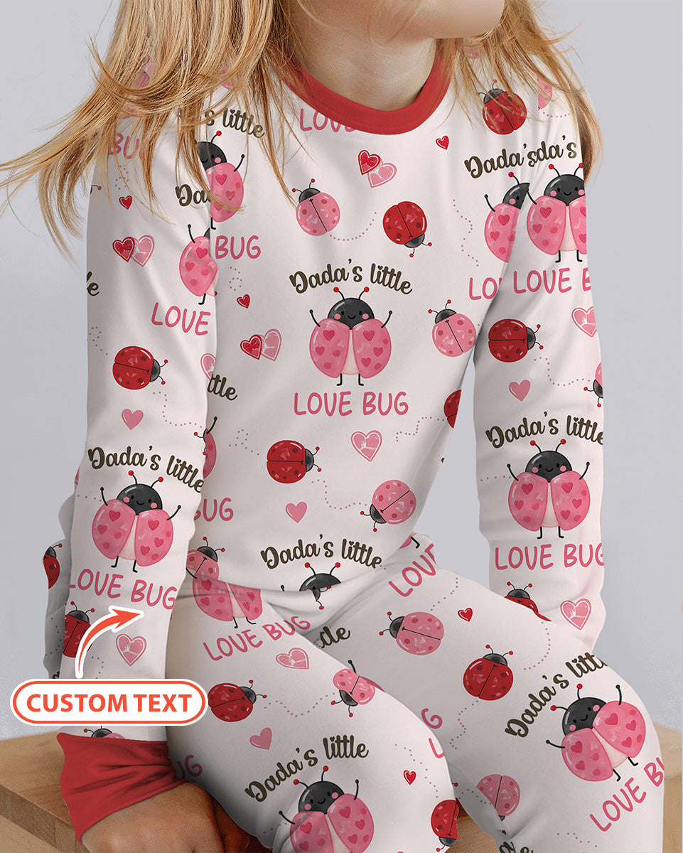 Personalized Grandma's Little Love Bug Bamboo Two Piece Long Sleeve Pajama Set