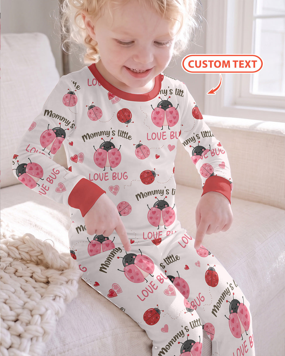 Personalized Grandma's Little Love Bug Bamboo Two Piece Long Sleeve Pajama Set