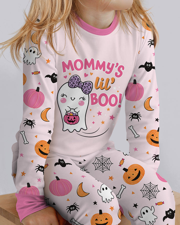 Custom Name Mommy's Lil' Boo Bamboo Two Piece Long Sleeve Pajama Set