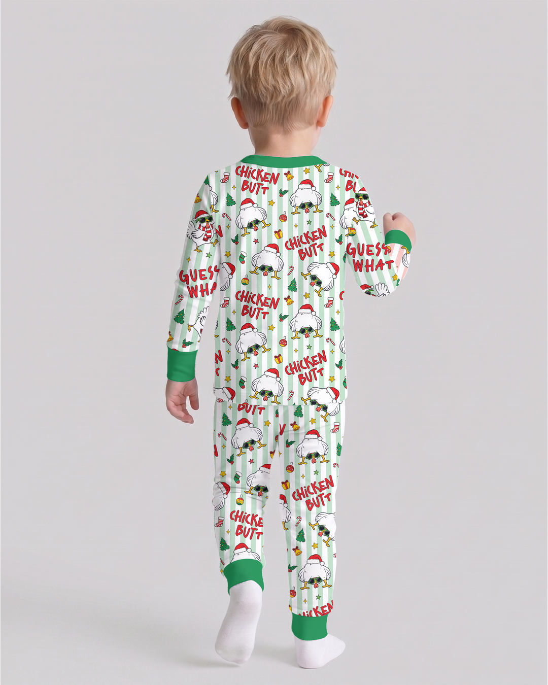 Guess What Chicken Butt Christmas Bamboo Two Piece Long Sleeve Pajama Set