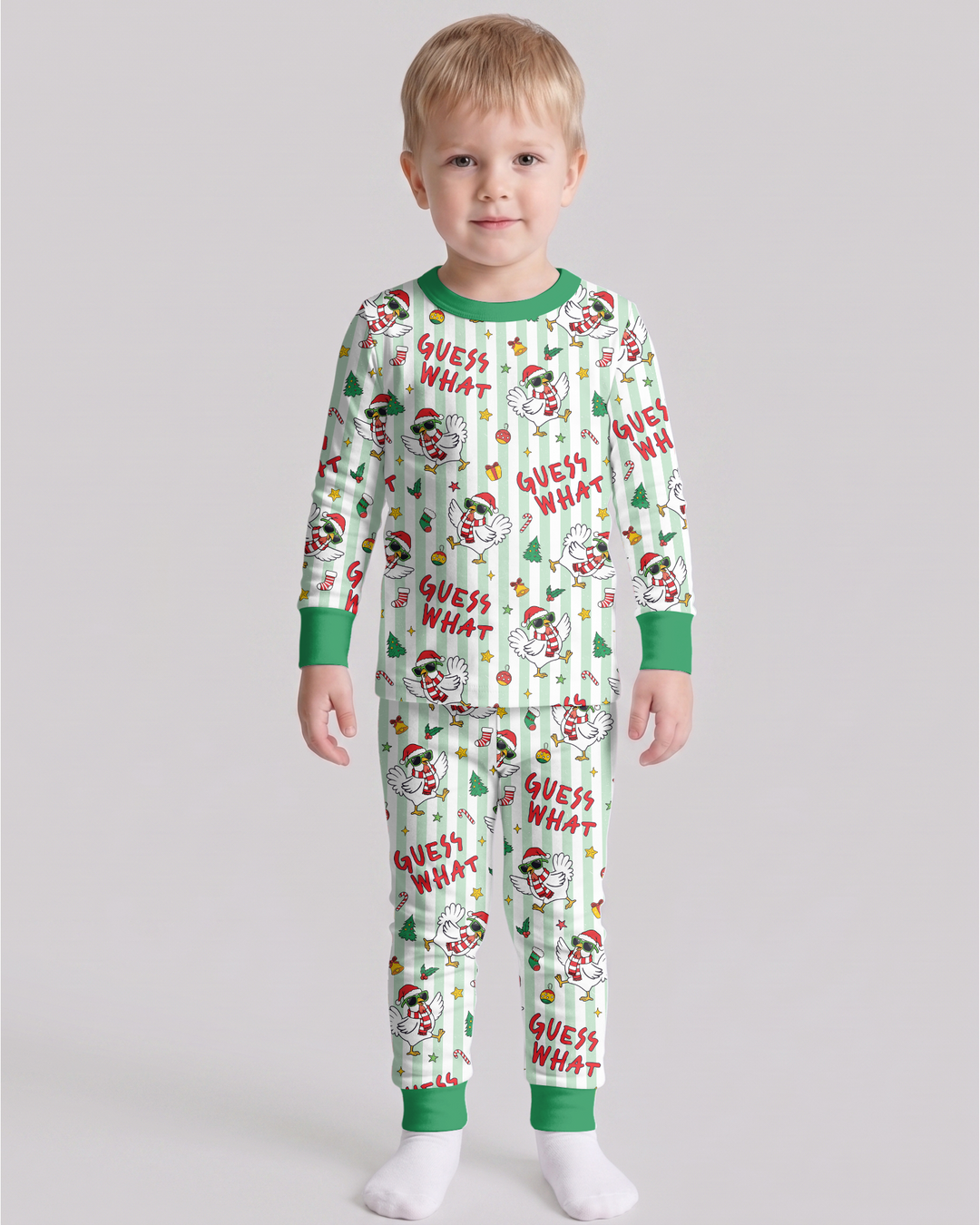 Guess What Chicken Butt Christmas Bamboo Two Piece Long Sleeve Pajama Set