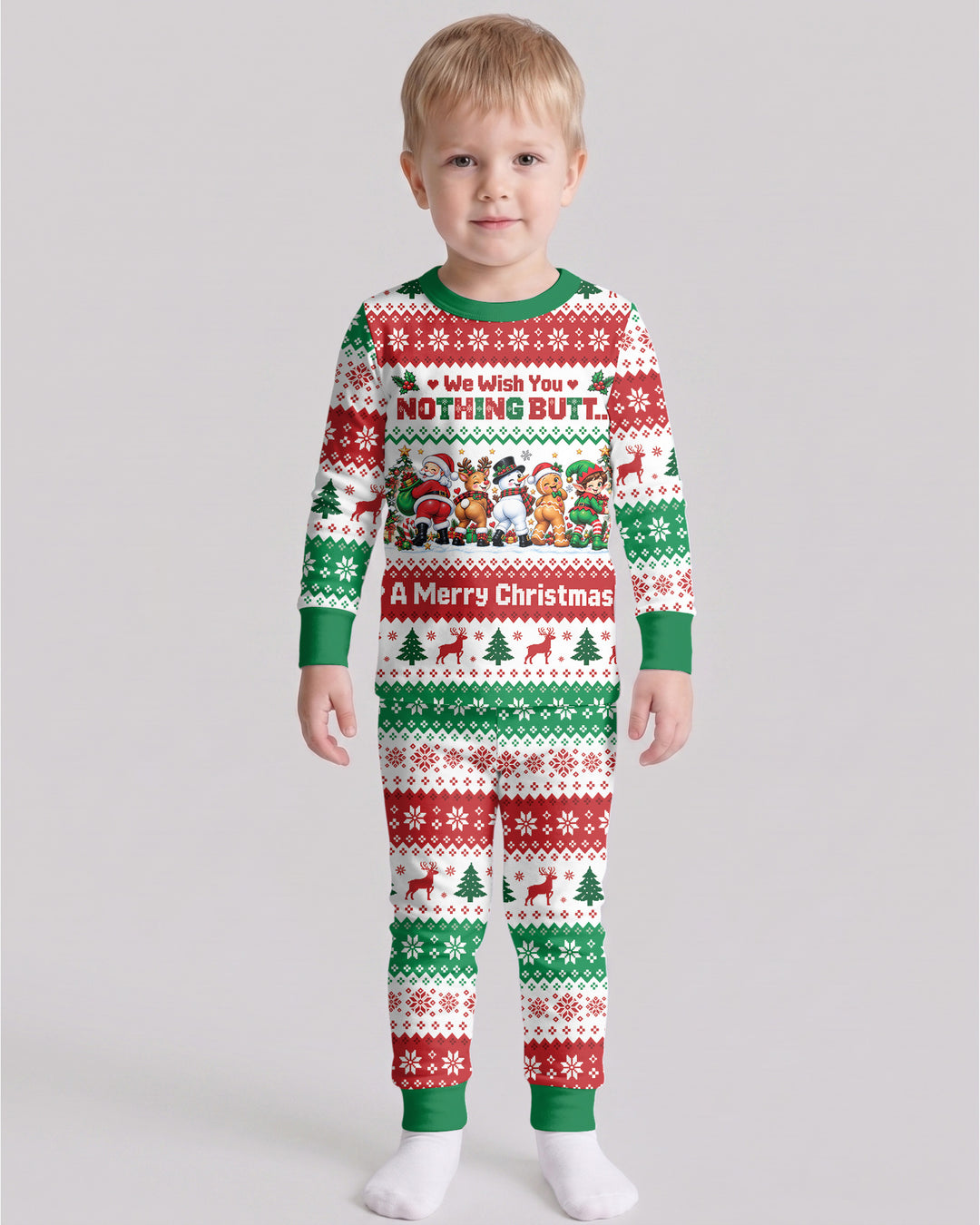 We Wish You Nothing Butt A Merry Christmas Bamboo Two Piece Long Sleeve Pajama Set