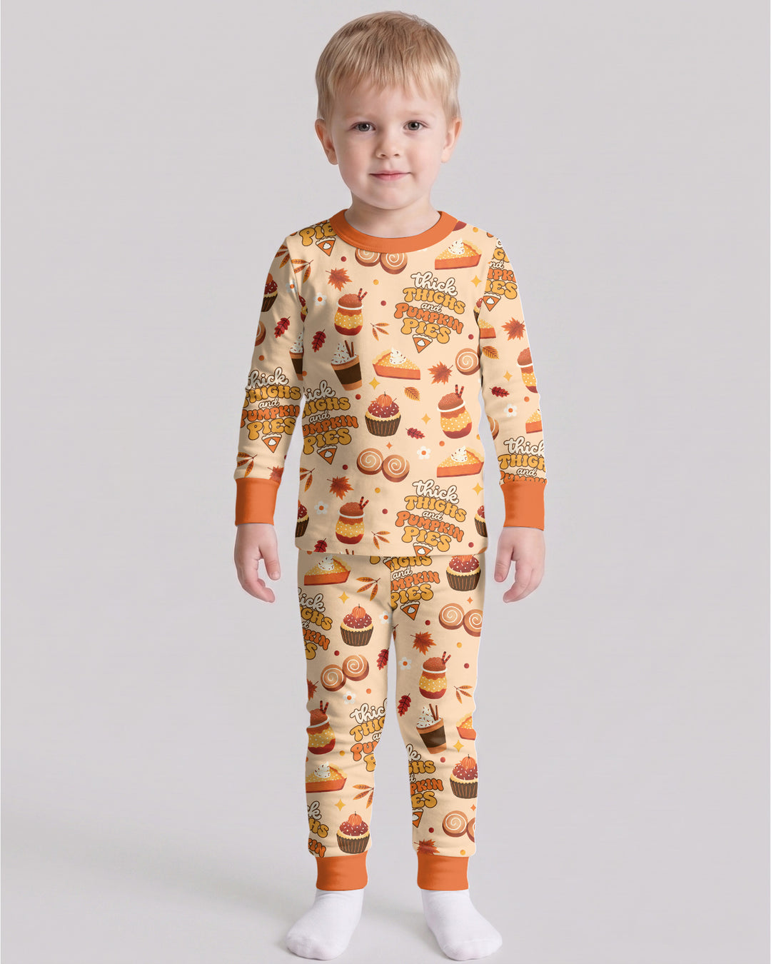 Thick Thighs and Pumpkin Pies Bamboo Two Piece Long Sleeve Pajama Set