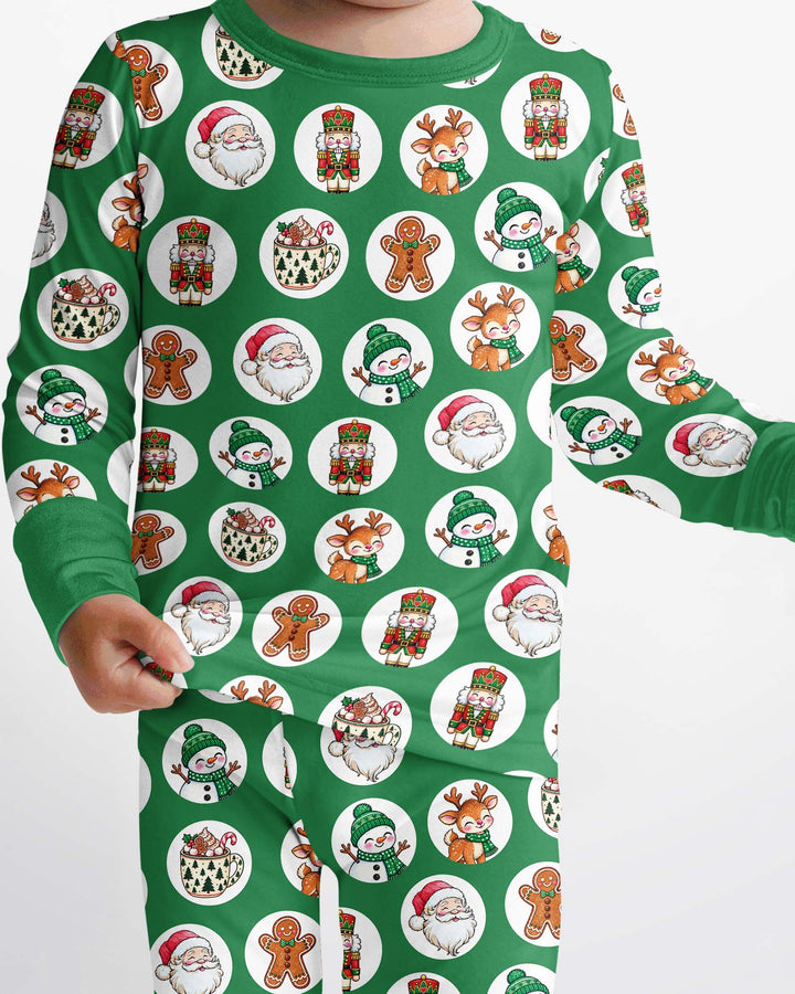 Distressed Holiday Bamboo Two Piece Long Sleeve Pajama Set