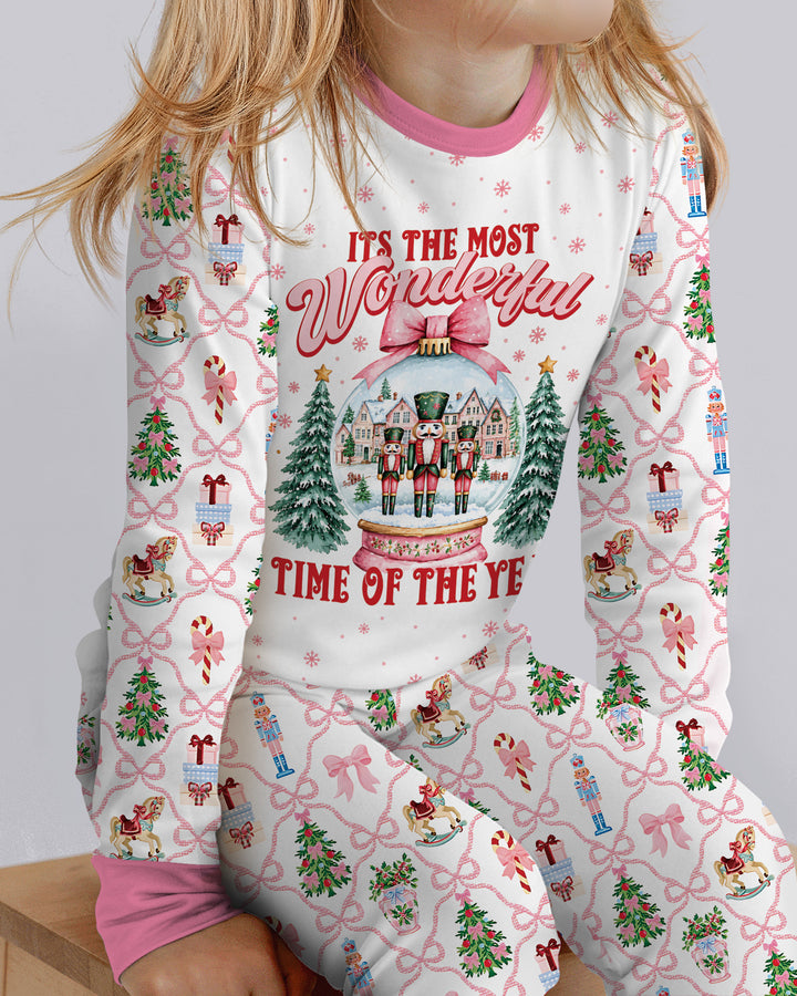 Nutcracker and Snow Globe It's Most Wonderful Time of The Year Bamboo Two Piece Long Sleeve Pajama Set
