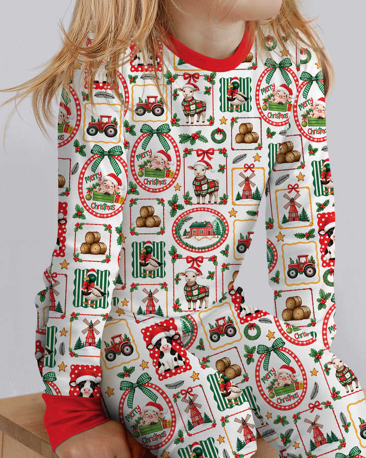 Christmas Farm Animals Bamboo Two Piece Long Sleeve Pajama Set