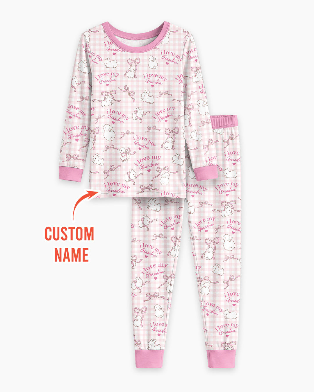 Personalized I Love My Grandma Bamboo Two Piece Long Sleeve Pajama Set