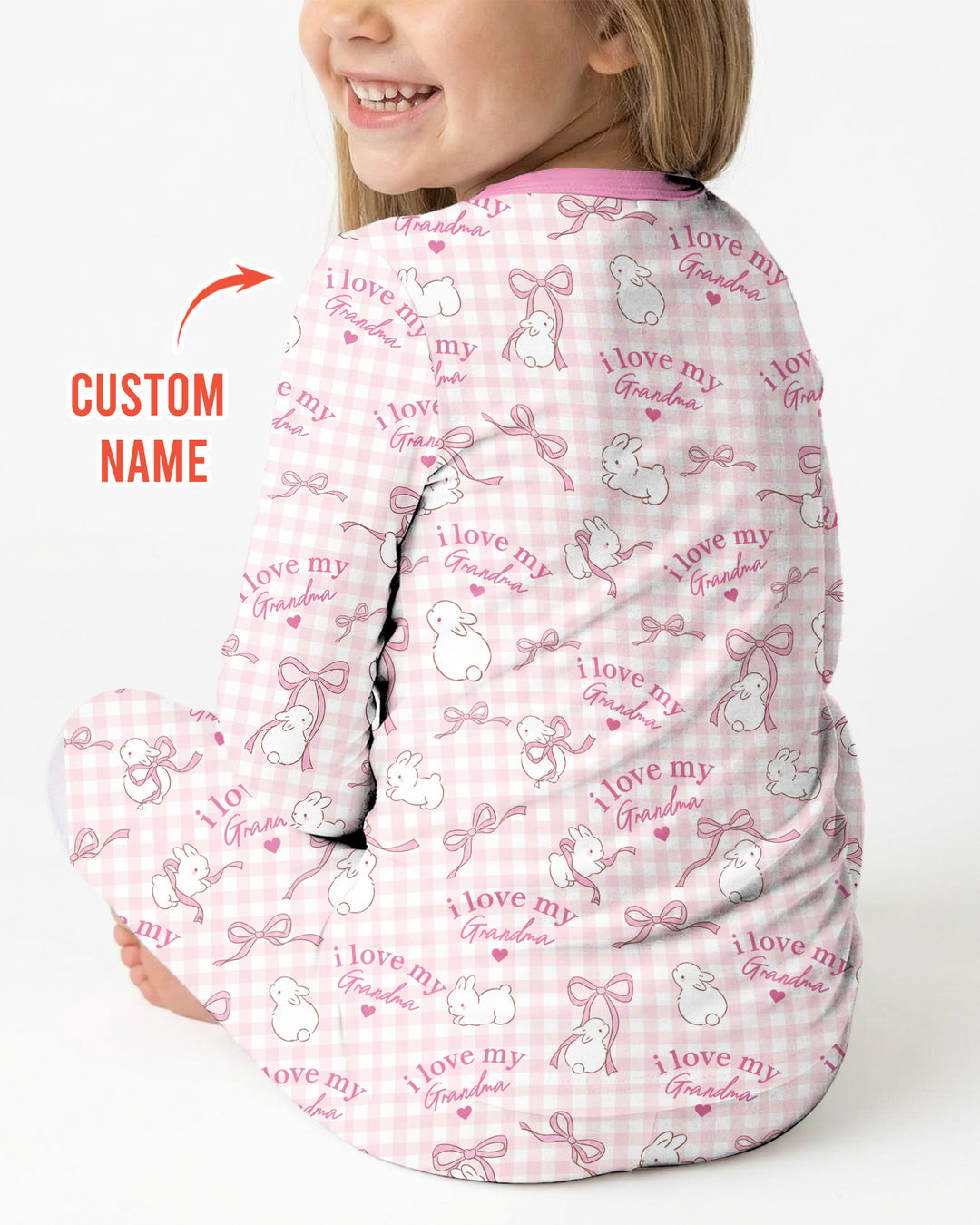 Personalized I Love My Grandma Bamboo Two Piece Long Sleeve Pajama Set