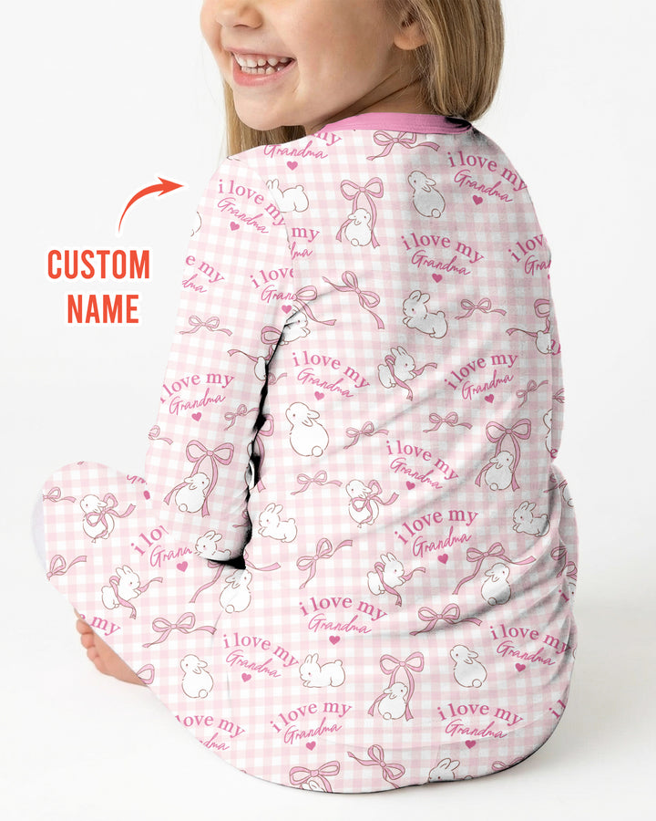 Personalized I Love My Grandma Bamboo Two Piece Long Sleeve Pajama Set