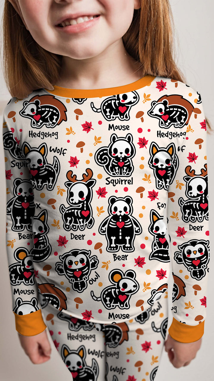 Autumn Charm Skeleton Cute Pet Bamboo Two Piece Long Sleeve Pajama Set