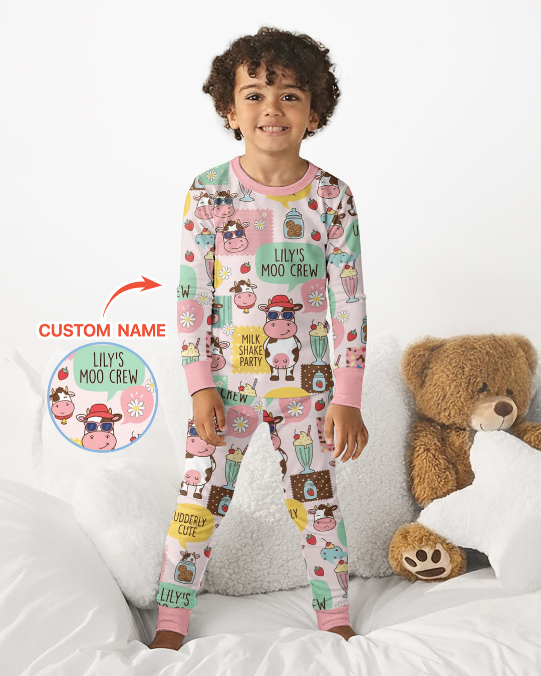 Custom Name The Milkshake Secret Society Bamboo Two Piece Long Sleeve Pajama Set
