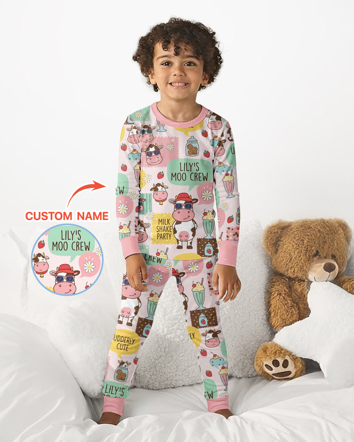 Custom Name The Milkshake Secret Society Bamboo Two Piece Long Sleeve Pajama Set