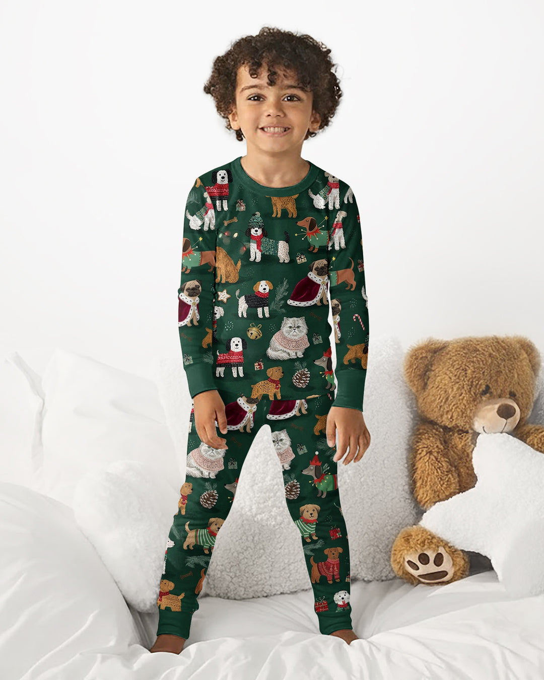 Winter Wonderland Bow Wow Bamboo Two Piece Long Sleeve Pajama Set