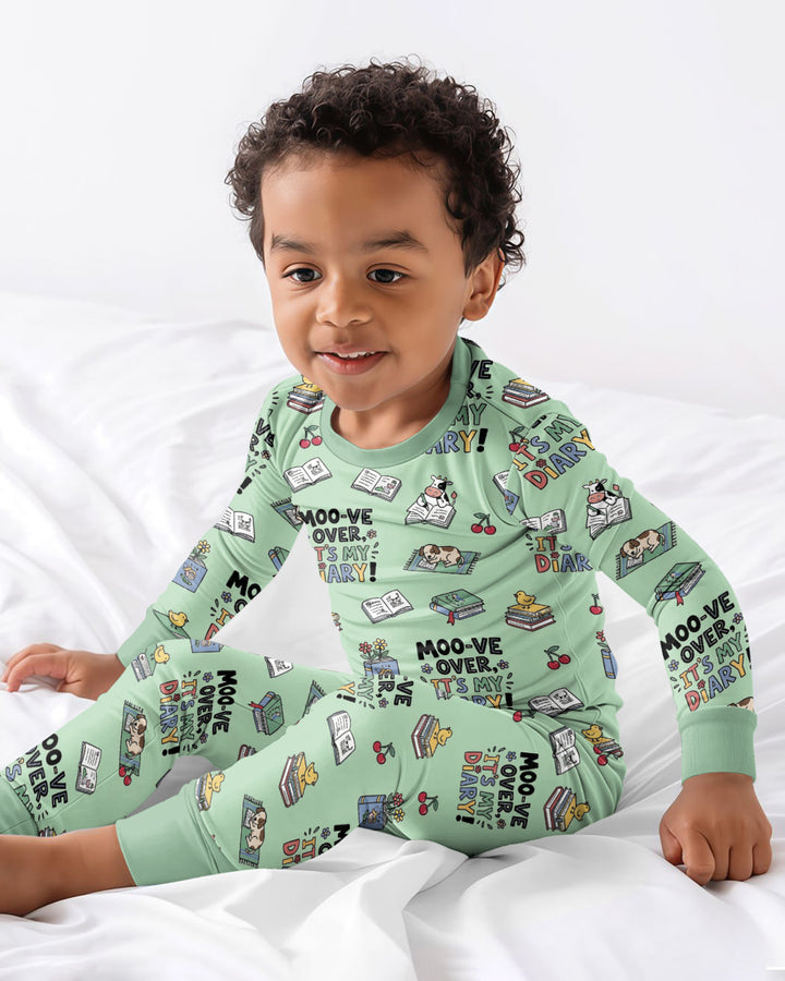 Moove Over Its My Diary Bamboo Two Piece Long Sleeve Pajama Set