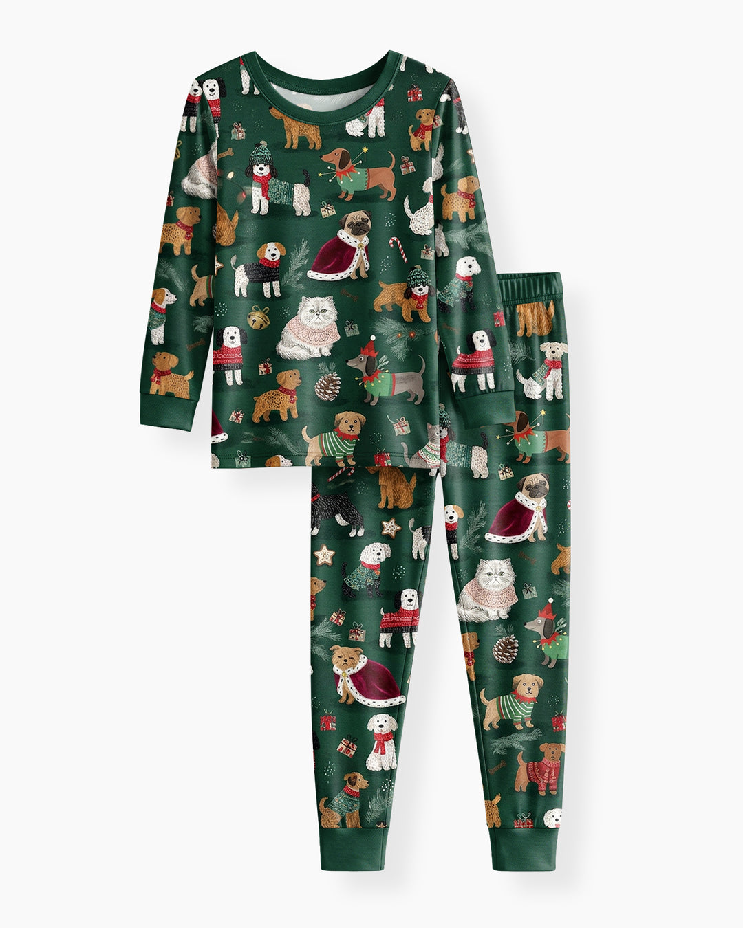 Winter Wonderland Bow Wow Bamboo Two Piece Long Sleeve Pajama Set