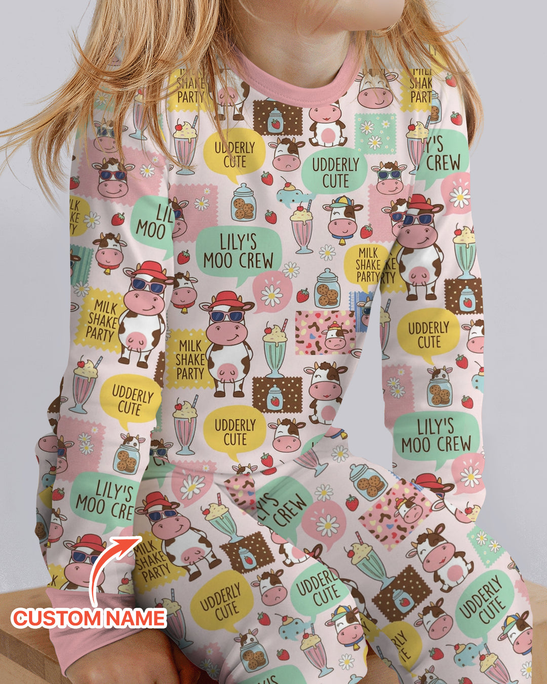 Custom Name The Milkshake Secret Society Bamboo Two Piece Long Sleeve Pajama Set