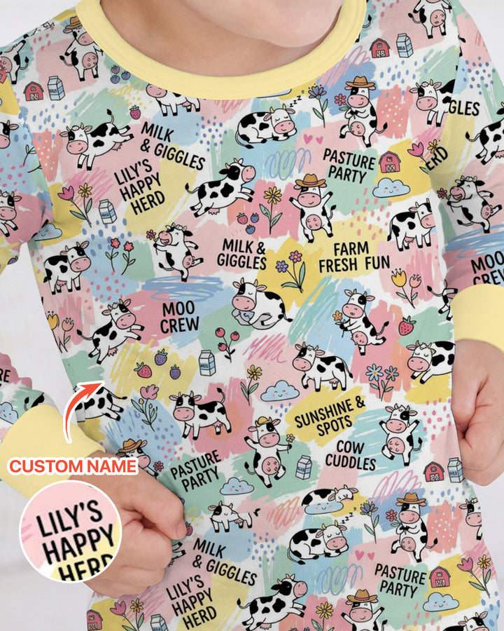 Custom Name Can’t Keep Us In The Barn Bamboo Two Piece Long Sleeve Pajama Set