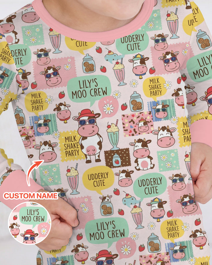 Custom Name The Milkshake Secret Society Bamboo Two Piece Long Sleeve Pajama Set