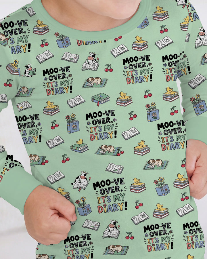 Moove Over Its My Diary Bamboo Two Piece Long Sleeve Pajama Set