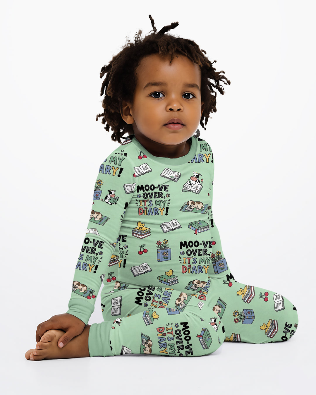 Moove Over Its My Diary Bamboo Two Piece Long Sleeve Pajama Set