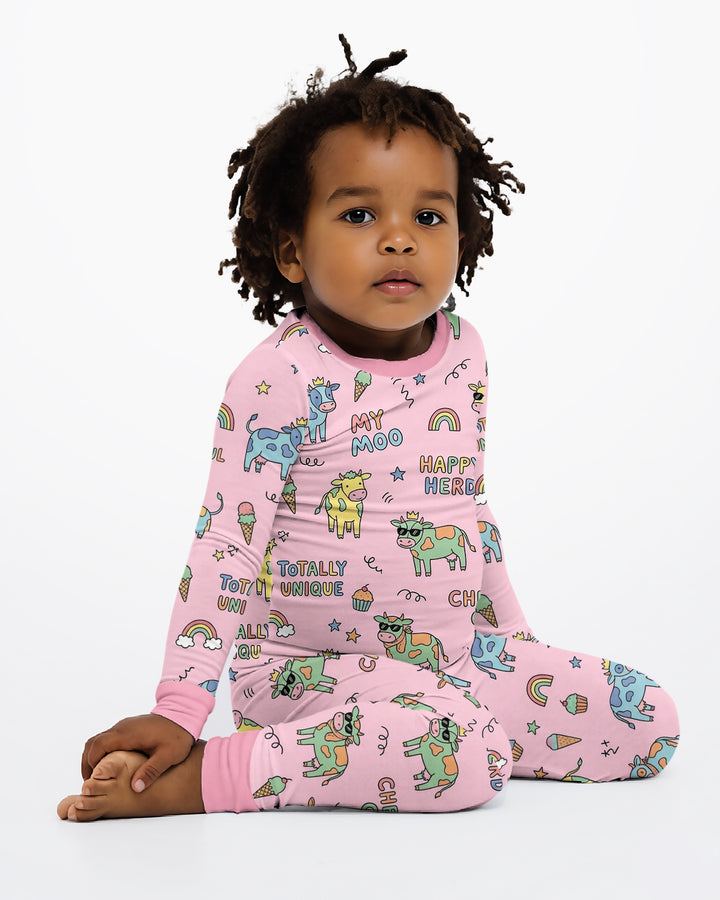 Not Your Ordinary Cow Bamboo Two Piece Long Sleeve Pajama Set