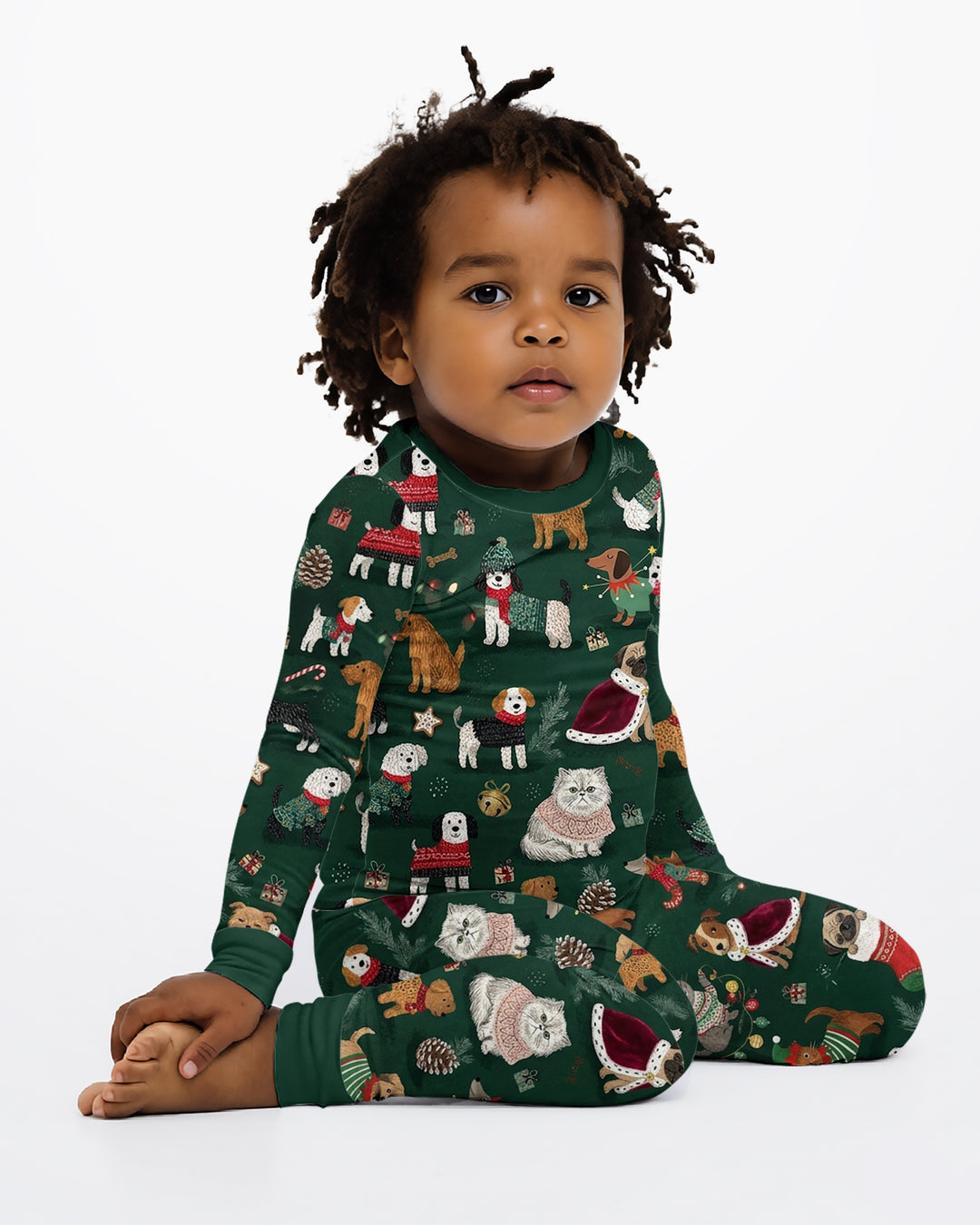 Winter Wonderland Bow Wow Bamboo Two Piece Long Sleeve Pajama Set