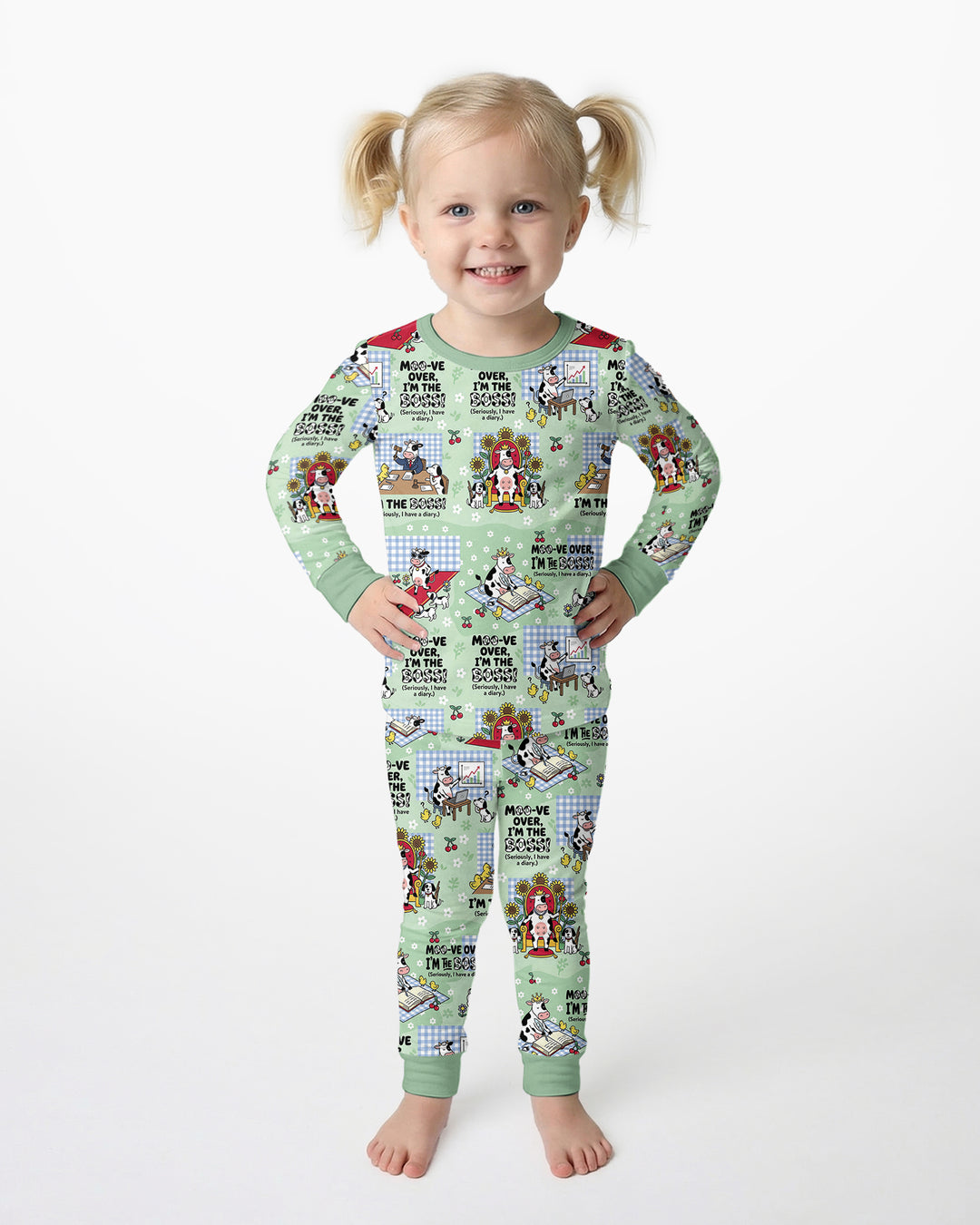 Moove Over Im The Boss Bamboo Two Piece Long Sleeve Pajama Set