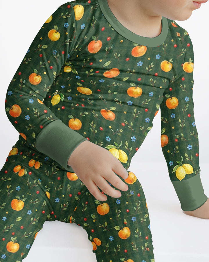 Forest Orange Bamboo Two Piece Long Sleeve Pajama Set