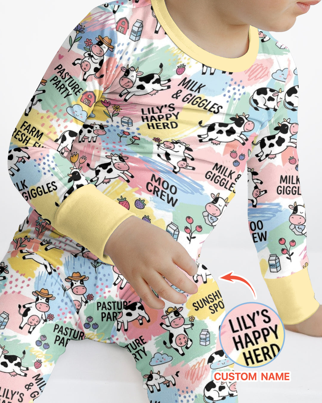 Custom Name Can’t Keep Us In The Barn Bamboo Two Piece Long Sleeve Pajama Set