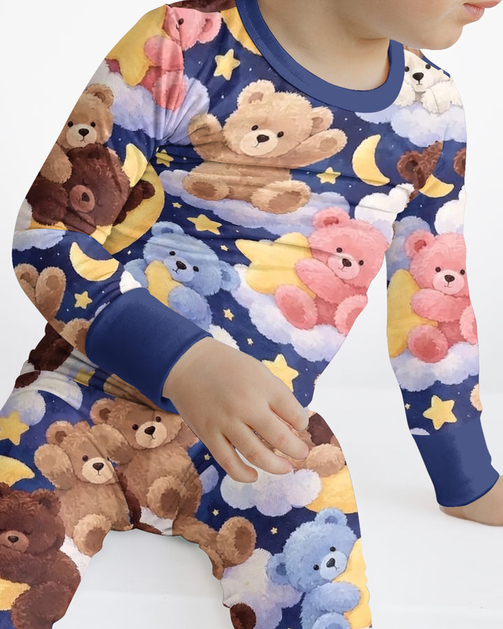 No Gravity Teddy Snooze Bamboo Two Piece Long Sleeve Pajama Set
