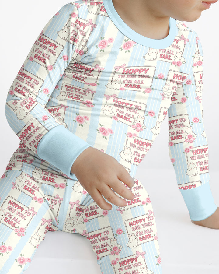 Hoppy To See You Bamboo Two Piece Long Sleeve Pajama Set