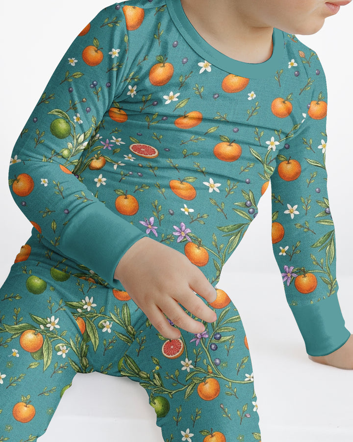 Fresh Citrus Breeze Bamboo Two Piece Long Sleeve Pajama Set