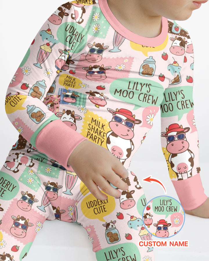 Custom Name The Milkshake Secret Society Bamboo Two Piece Long Sleeve Pajama Set