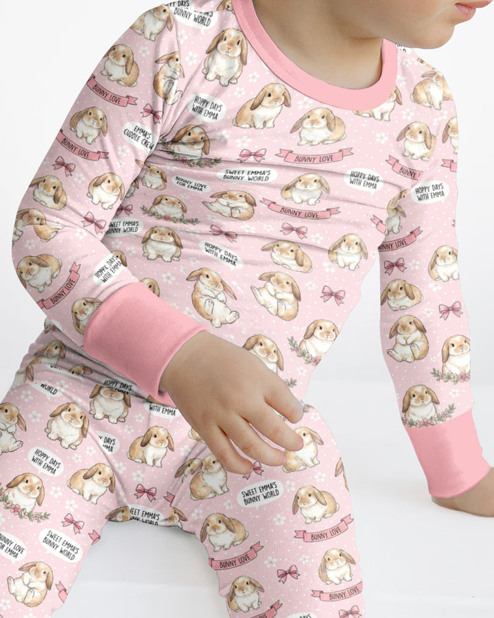 Sweet Bunny Worlds Bamboo Two Piece Long Sleeve Pajama Set