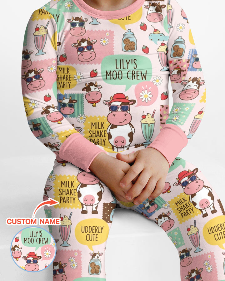 Custom Name The Milkshake Secret Society Bamboo Two Piece Long Sleeve Pajama Set