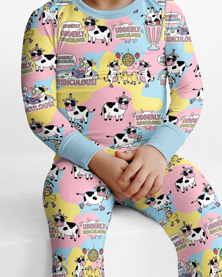 Too Ridiculous To Moo Bamboo Two Piece Long Sleeve Pajama Set