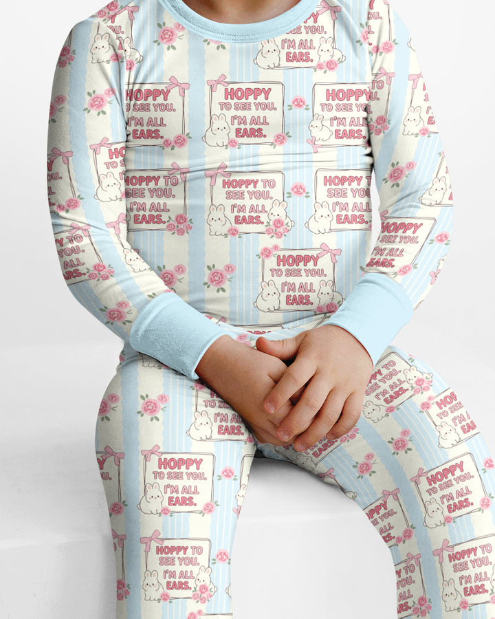 Hoppy To See You Bamboo Two Piece Long Sleeve Pajama Set