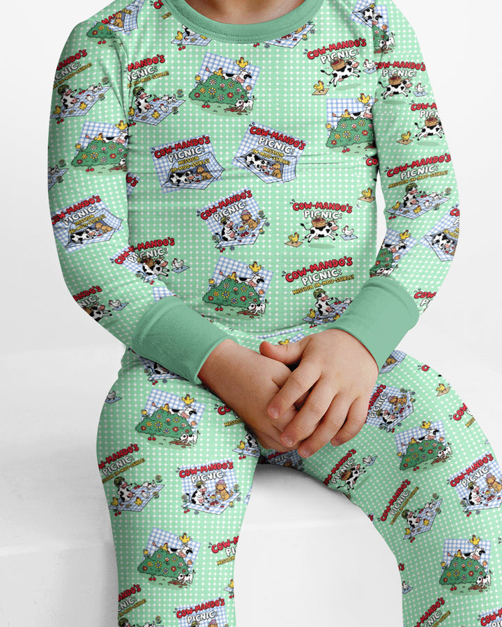 Mission Im-moo-sible Bamboo Two Piece Long Sleeve Pajama Set