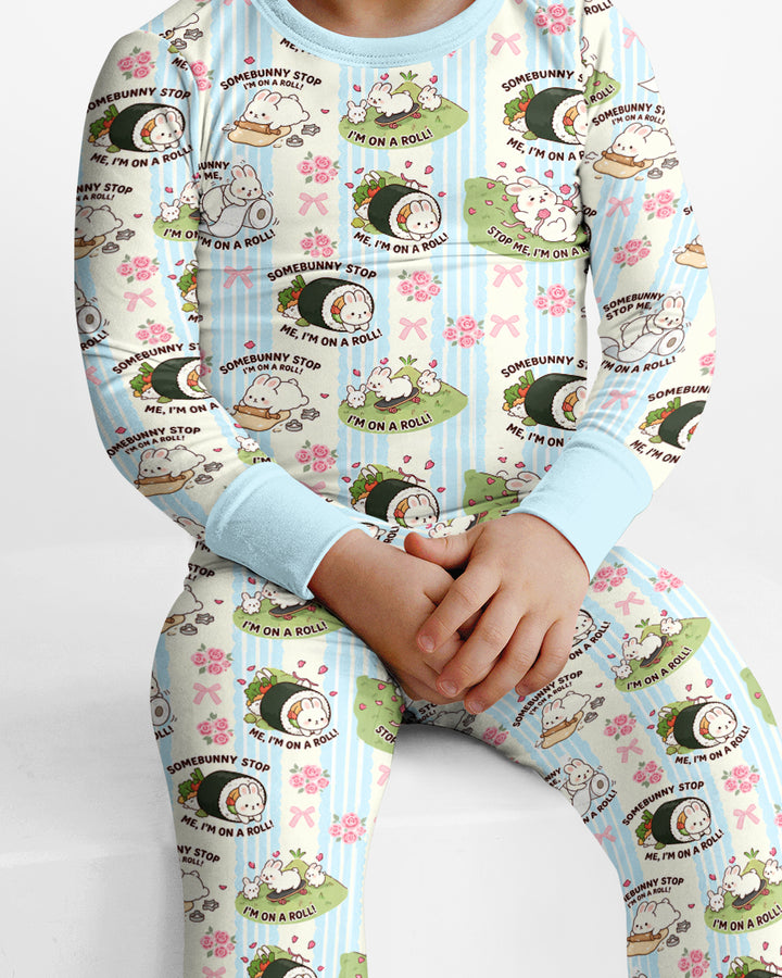 Bunny On A Roll Bamboo Two Piece Long Sleeve Pajama Set
