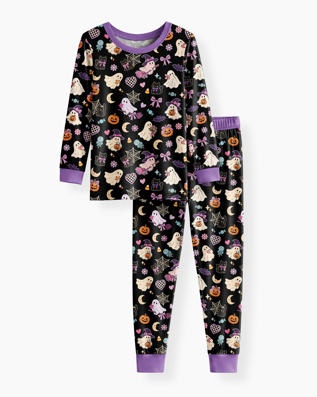 Retro Groovy Coquette Halloween Bamboo Two Piece Long Sleeve Pajama Set