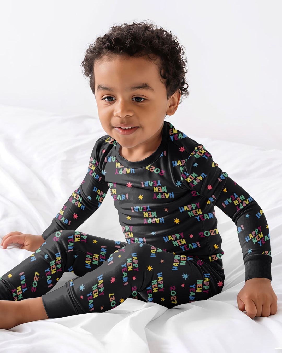 Retro Happy New Year 2027 Bamboo Two Piece Long Sleeve Pajama Set