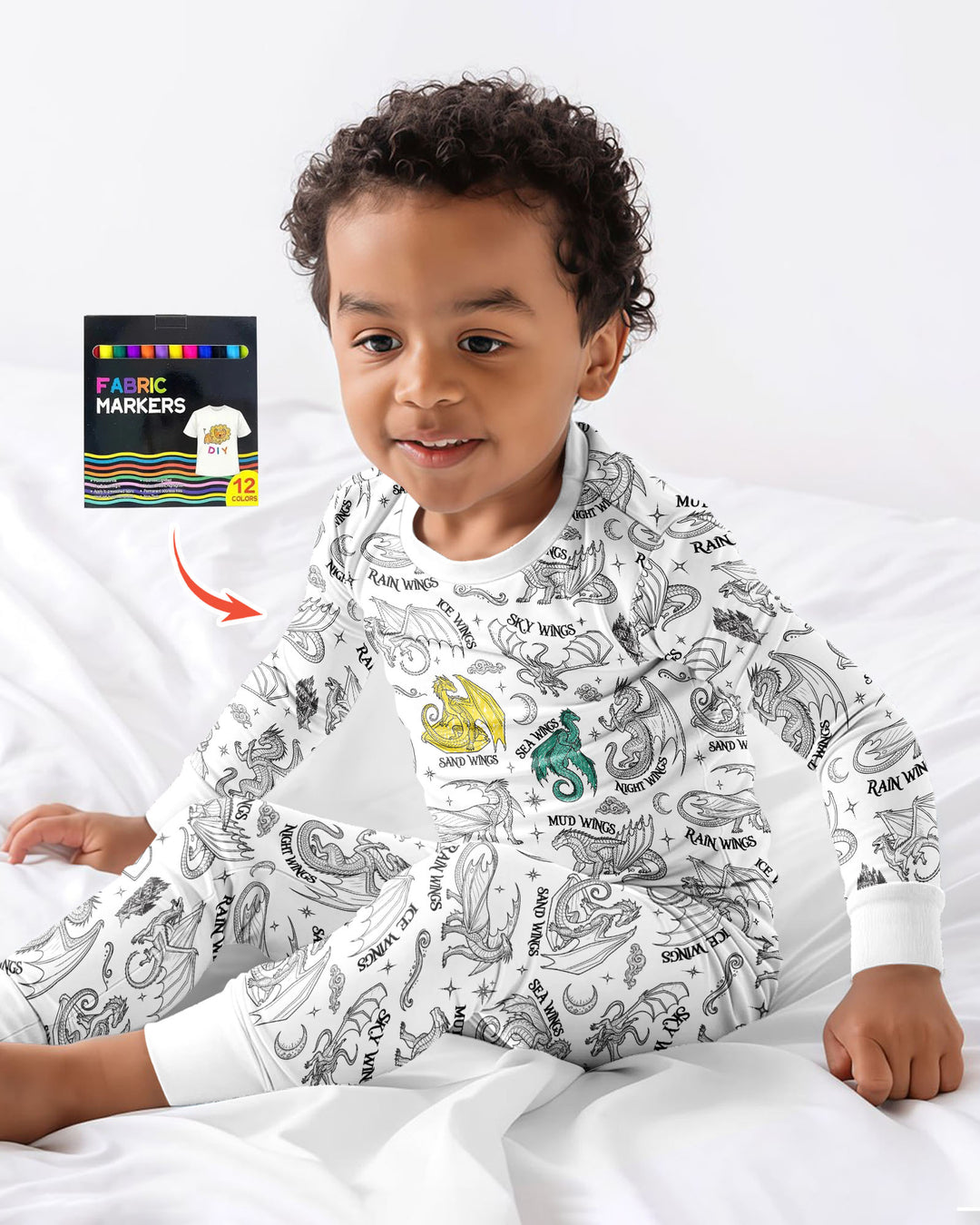 Elemental Dragons Colorable Bamboo Two Piece Long Sleeve Pajama Set