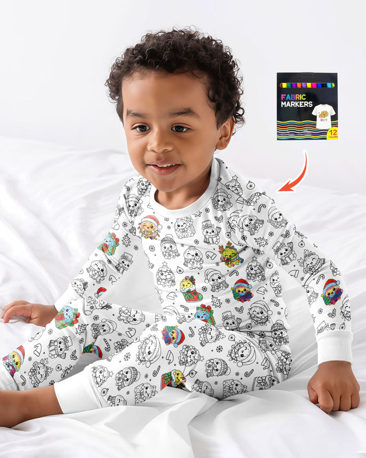 Kawaii Holiday Dumpling Colorable Bamboo Two Piece Long Sleeve Pajama Set