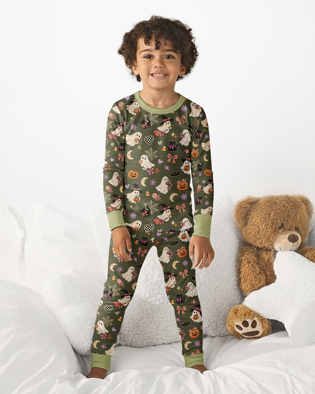 Retro Groovy Coquette Halloween Bamboo Two Piece Long Sleeve Pajama Set